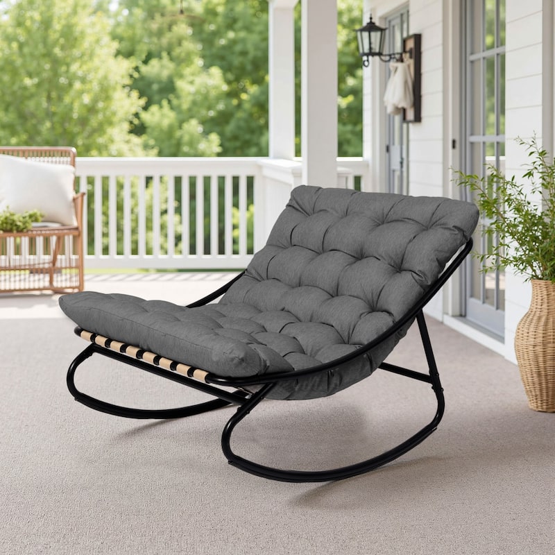 UIXE Outdoor Rocking Chair Lounge Chairs With Cushion