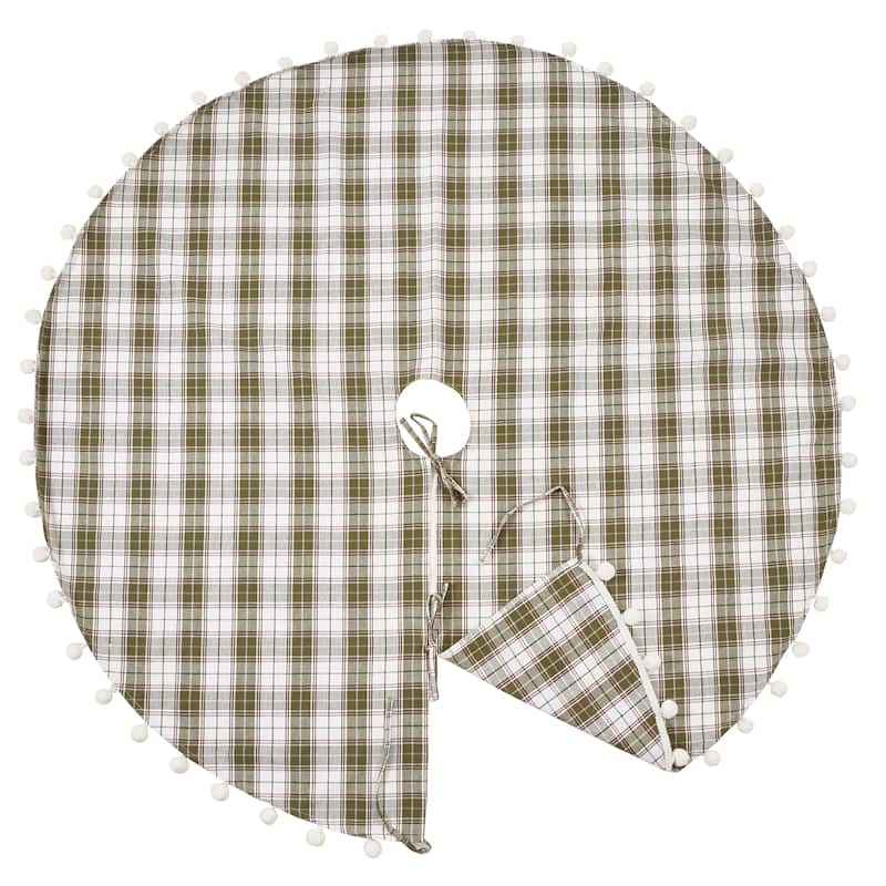 Plaid Design Pom Pom Tree Skirt