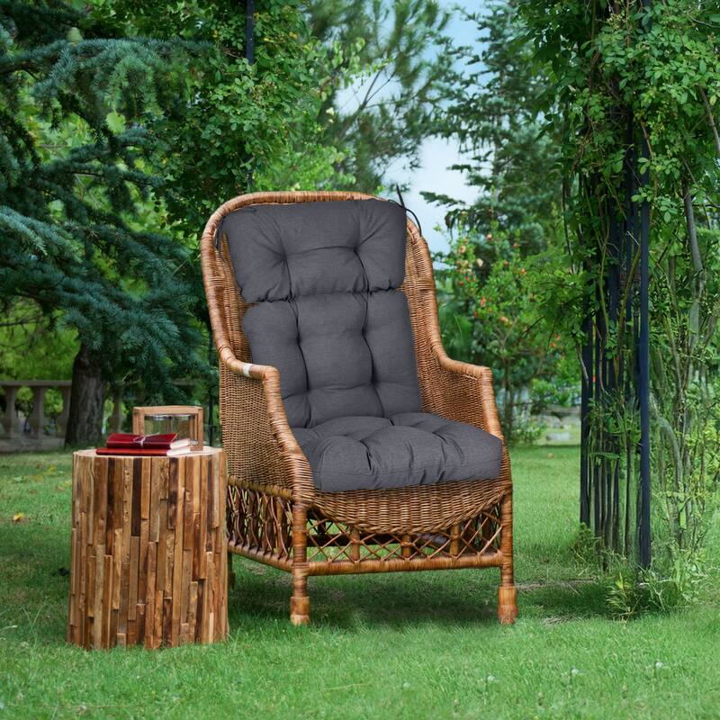 Aoodor Outdoor 45"x 22" x5" Tufted High Back Cushions Patio Replacement Chair Cushion with Ties, Set of 2 - 45" x 22" x 5"