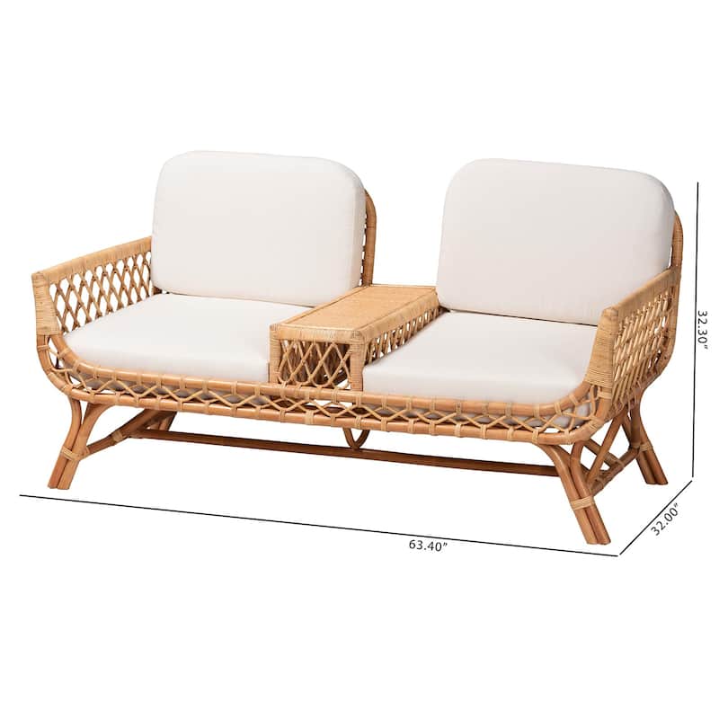 Pakis Bohemian Light Honey Rattan Tete-a-Tete Sofa