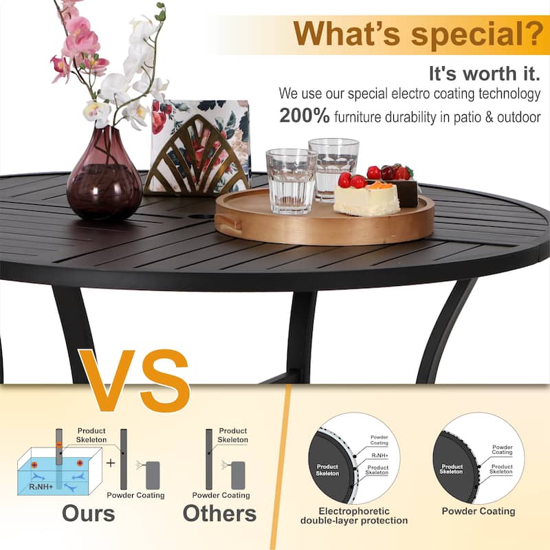 MAISON ARTS 5/7-Piece Patio Dining Set, 1 Metal Table with 4/6 Metal Swivel Dining Chairs