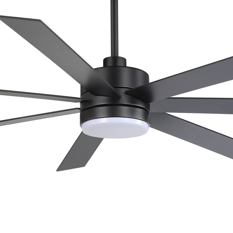 72-inch 7-Blade Matte Black Ceiling Fan with Light and Remote