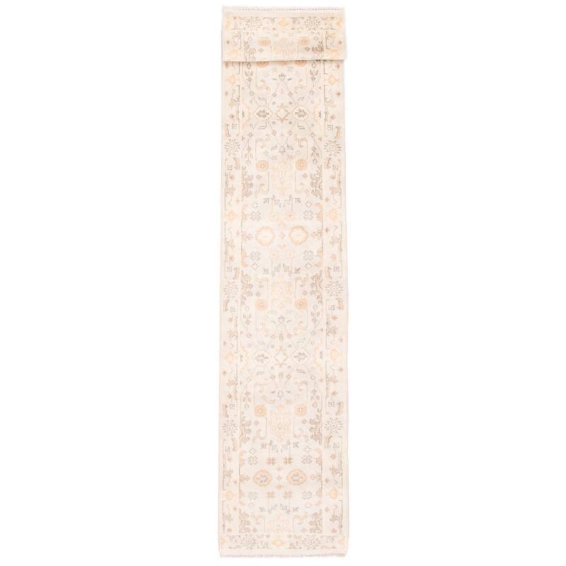 ECARPETGALLERY Hand-knotted Royal Oushak Light Grey Wool Rug - 2'7 x 13'8