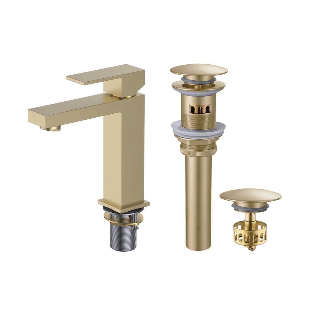 Fine Fixtures Modern Single Hole Bathroom Sink Faucet with Pop-up Drain and Strainer Basket