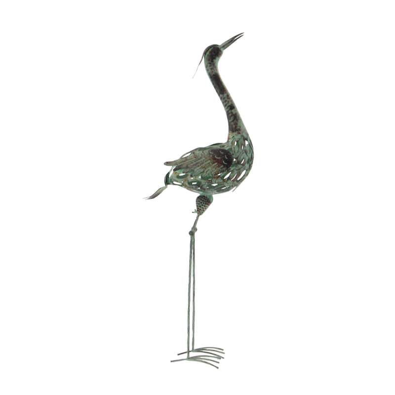 Metal Crane Indoor Outdoor Garden Sculpture - Set of 2 Green - Roche River Decor