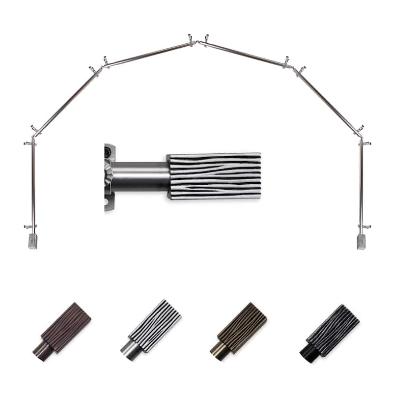 Bay Window Curtain Rod - 6-Sided Corner Rod, Satin Nickel Finish - Home Décor Drapery Hardware - M