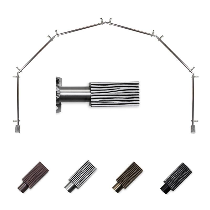 Corner Curtain Rod Black 13/16 Inch 6-Sided Bay Window Rods for Draperies - M