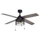 preview thumbnail 7 of 7, Rowan 52 in. Black Ceiling Fan with Reversible Driftwood-Black Walnut Blades, LED Light Kit and Pull Chain, Wire Cage Drum Shade