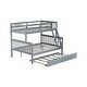preview thumbnail 10 of 20, Twin Over Full Rubber Wood Bunk Bed with Trundle,Convertible Ladder and Guardrail