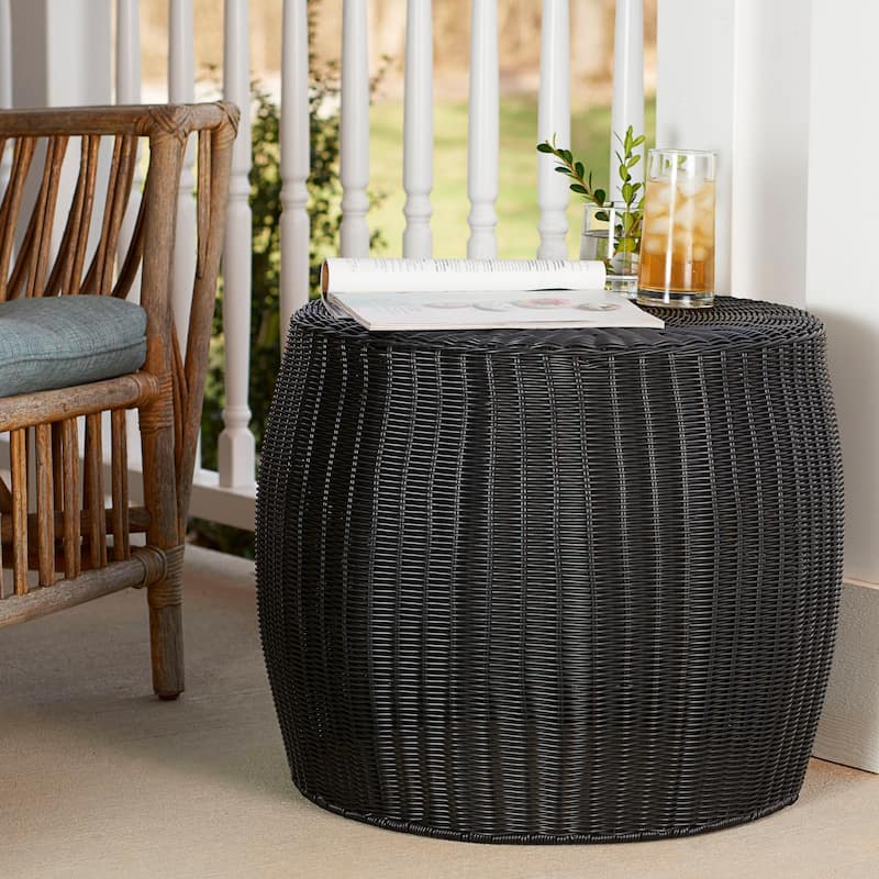 Household Essentials Handwoven Resin Barrel Side Table Storage Container