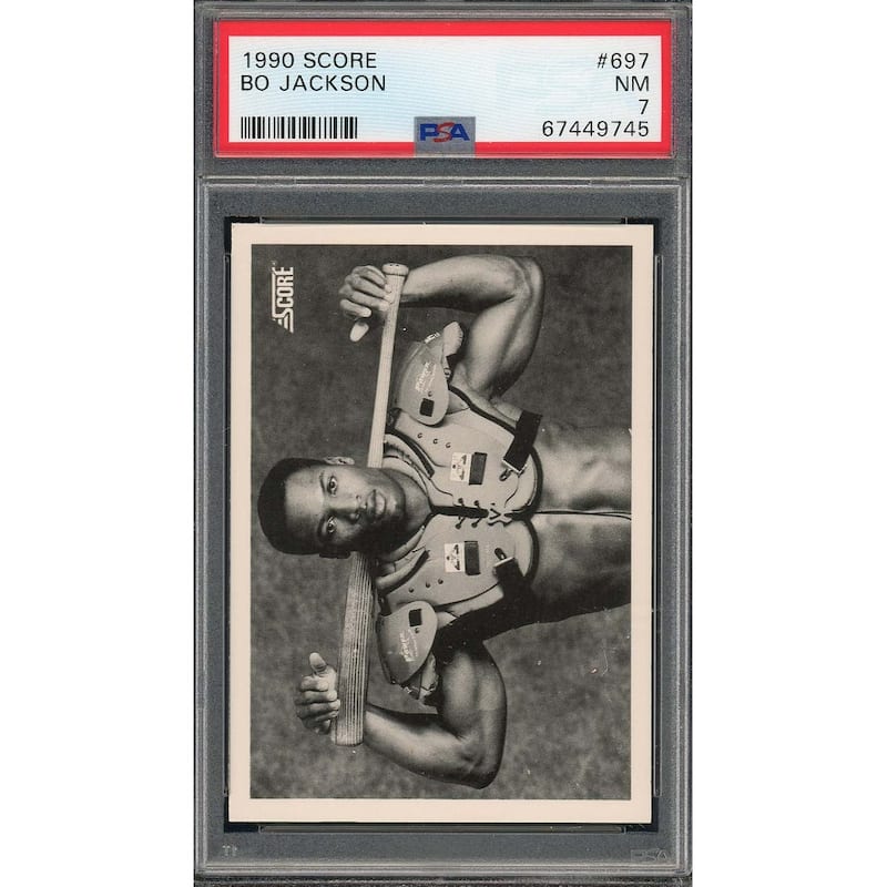 Bo Jackson 1990 Score Bat on Shoulders Baseball Card #697 Graded PSA 7 - 8'6" x 11'6"