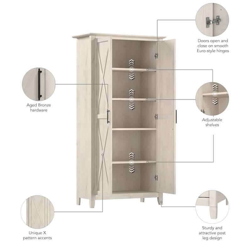 Key West Tall Storage Cabinet with Doors and Shelves by Bush Furniture