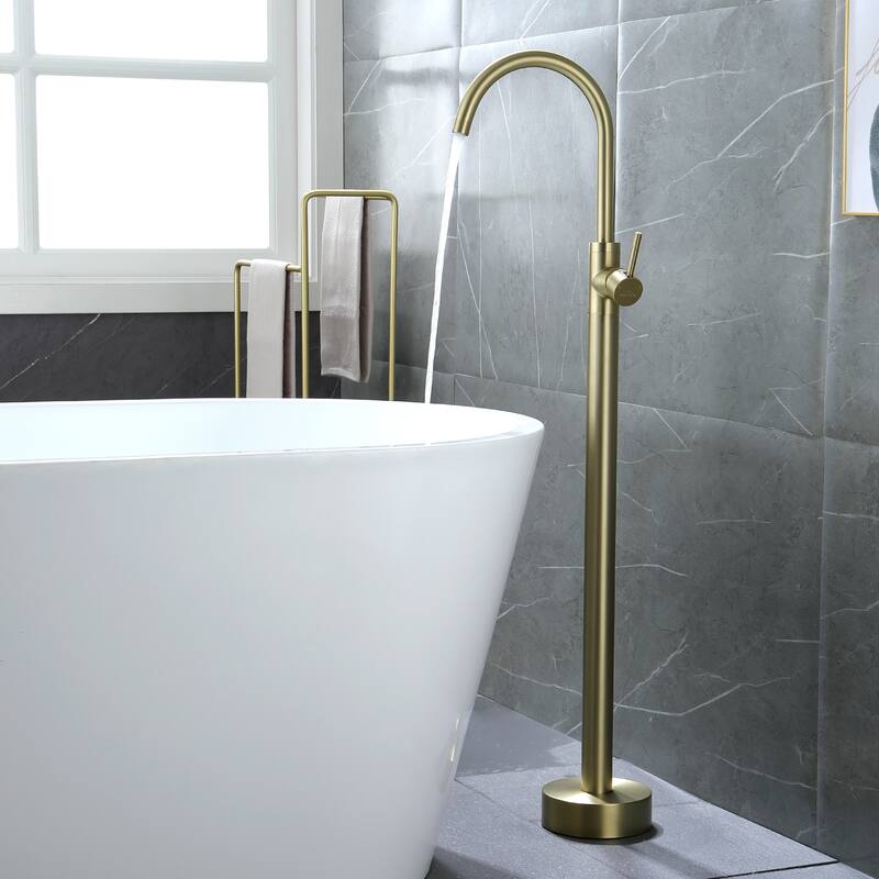 Freestanding Floor Mount 1-Handle Bath Tub Filler Faucet