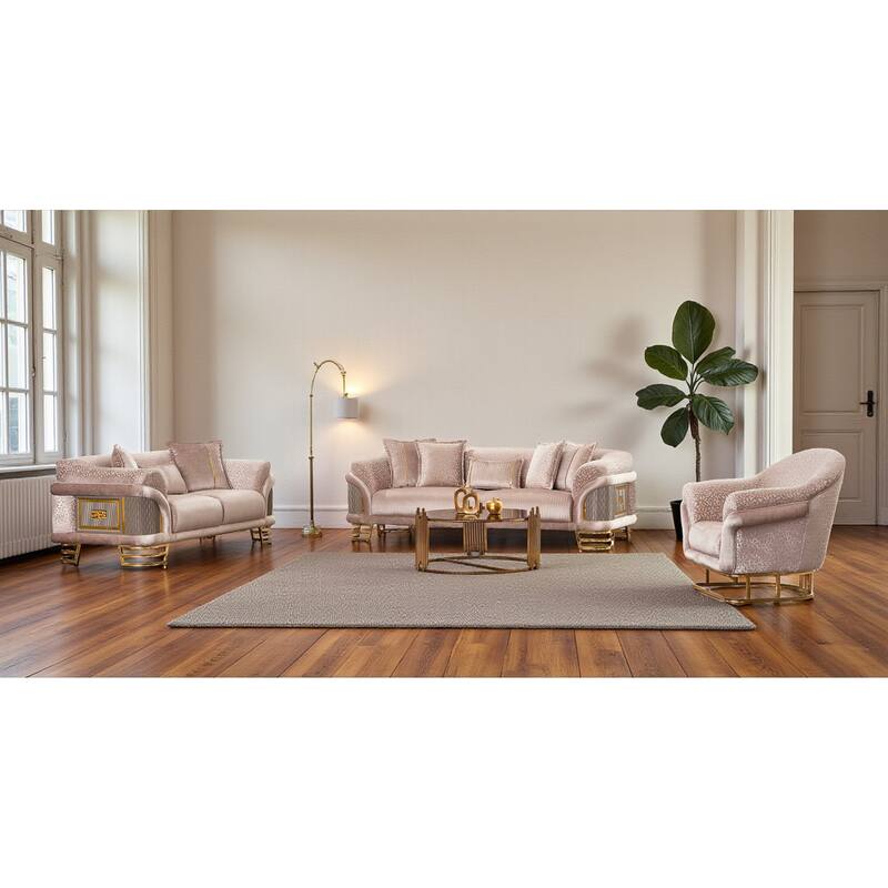 Horizon 3 Pieces Living Room Sets 1 Sofa 1 Loveseat 1 Chair - Cream