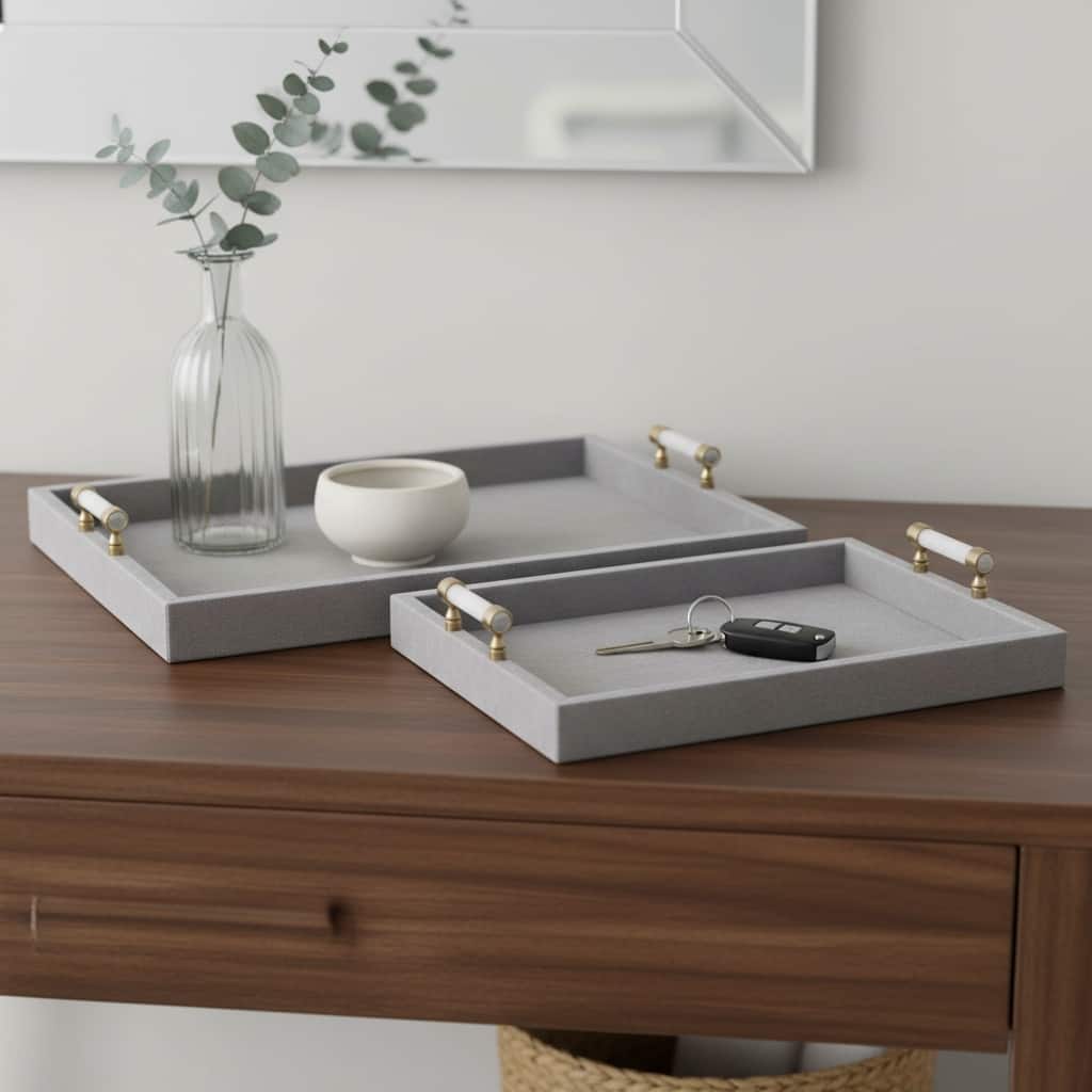 Wood Trays Rectangular Accent Ottoman Styling (Set of 2) - 18/20" Gray - 20.0"