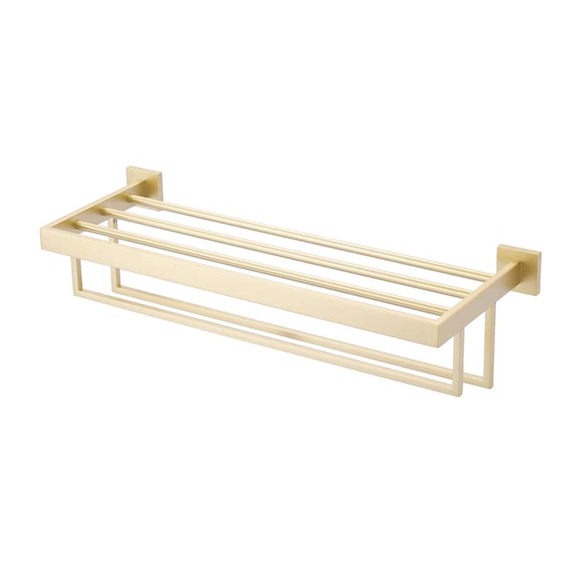 WOWOW 2-Tier Stainless Steel Bath Towel Rack - 24 in. - Brushed Gold