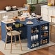 Spruce & Spring Randy Rolling Kitchen Island With Extended Table - Bed ...