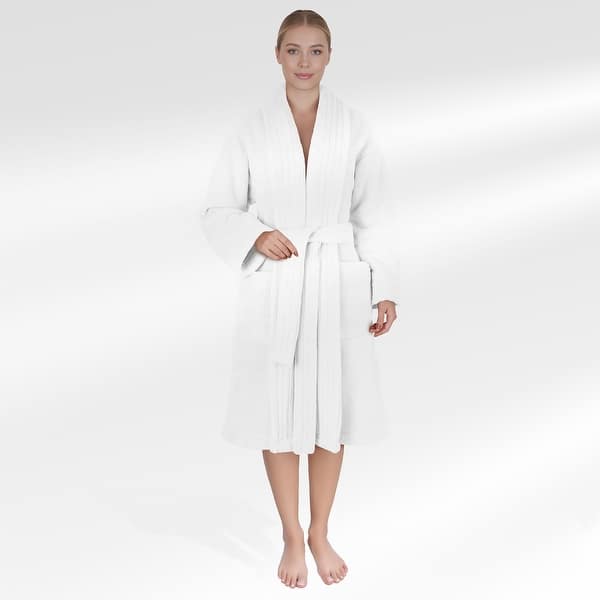 slide 2 of 11, American Soft Linen Women Robe Warm Fleece Woman Bathrobe 3XL - White