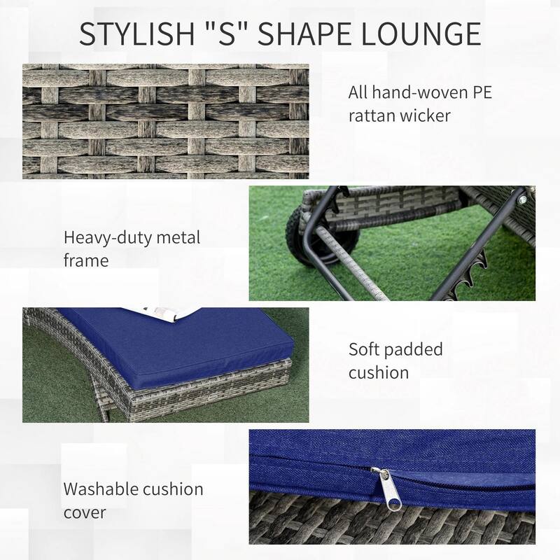 Foldable Chaise Lounge, 5-Level Adjustable Backrest, Breathable Mesh