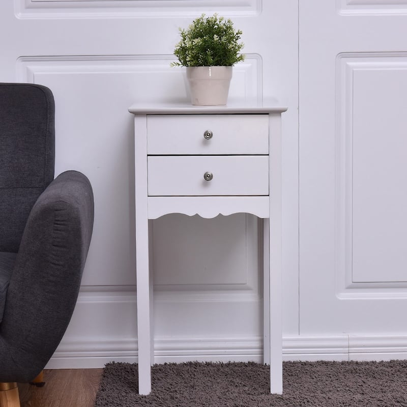 Gymax Side Table End Accent Table Night Stand W/ 2 Drawers Furniture
