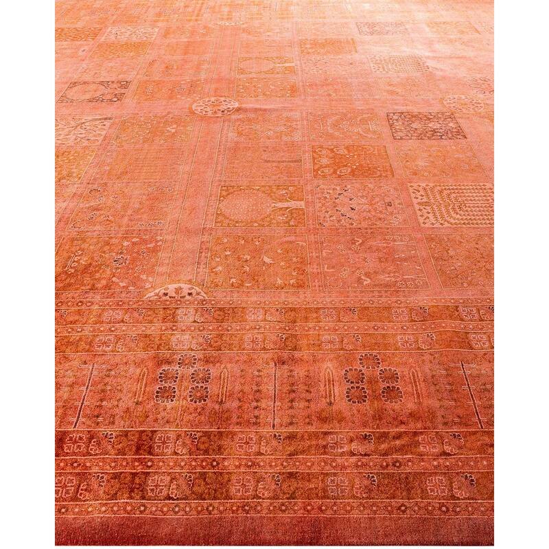 Overdyed, One-of-a-Kind Hand-Knotted Area Rug - Pink - 12' 4" x 16' 4"