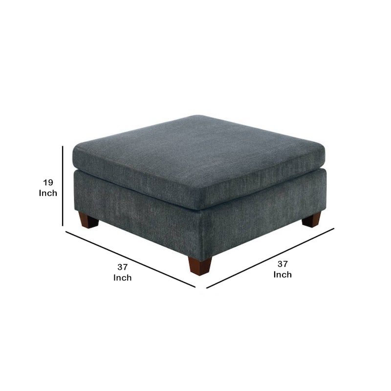 37 Inches Fabric Upholstered Wooden Ottoman, Gray