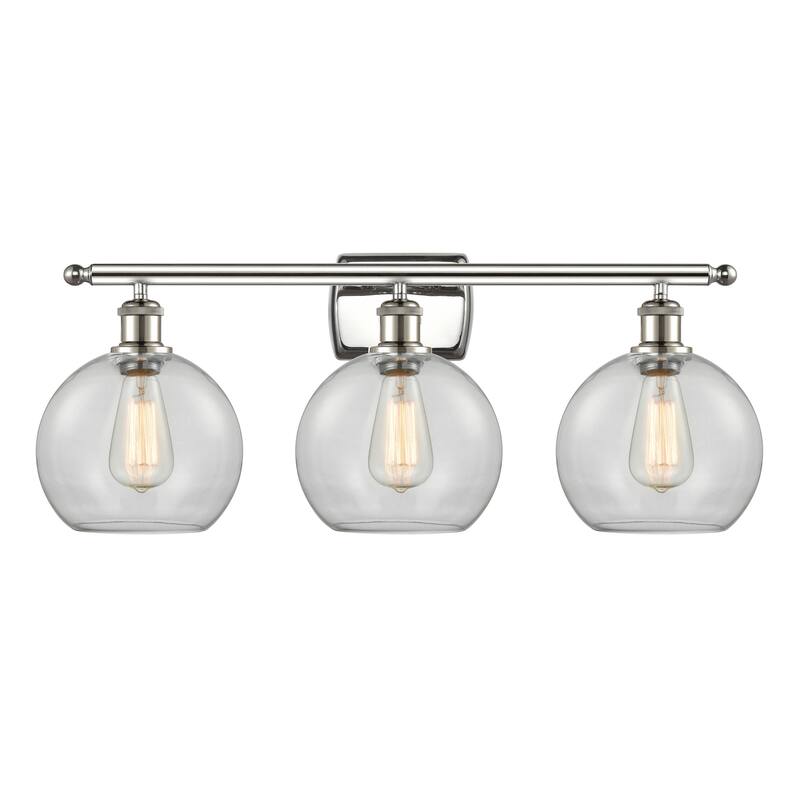 Innovations Lighting Athens 3 Light 26" Bath Vanity Light - 8" Shade - Clear/Polished Nickel