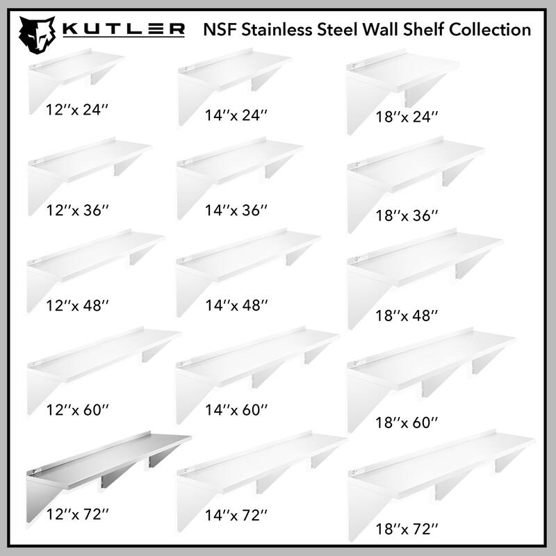 Stainless Steel Shelf NSF Commercial Kitchen Wall Shelving
