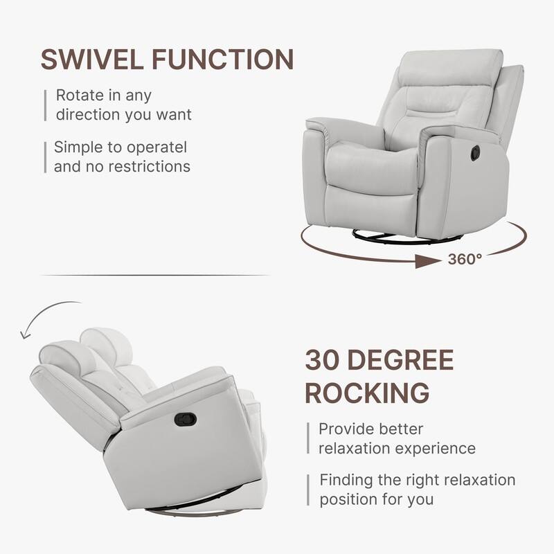 Spruce & Spring Alexis Swivel Manual Recliner Faux Leather Glider Recliner