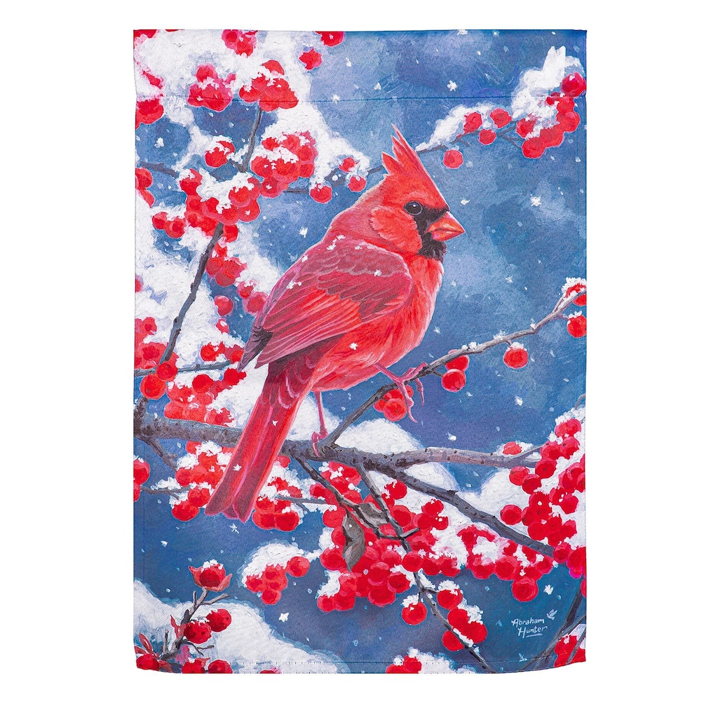 28 in. x 44 in. Red Cardinal Suede House Flag