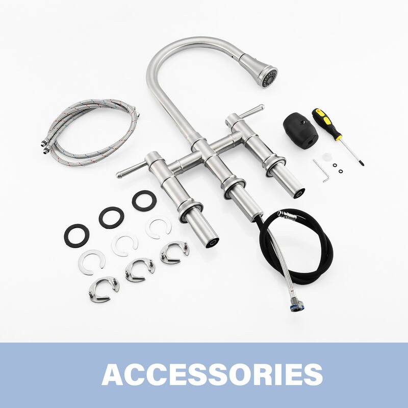 Stainless Steel Bridge Kitchen Faucet with Pull Down Sprayer