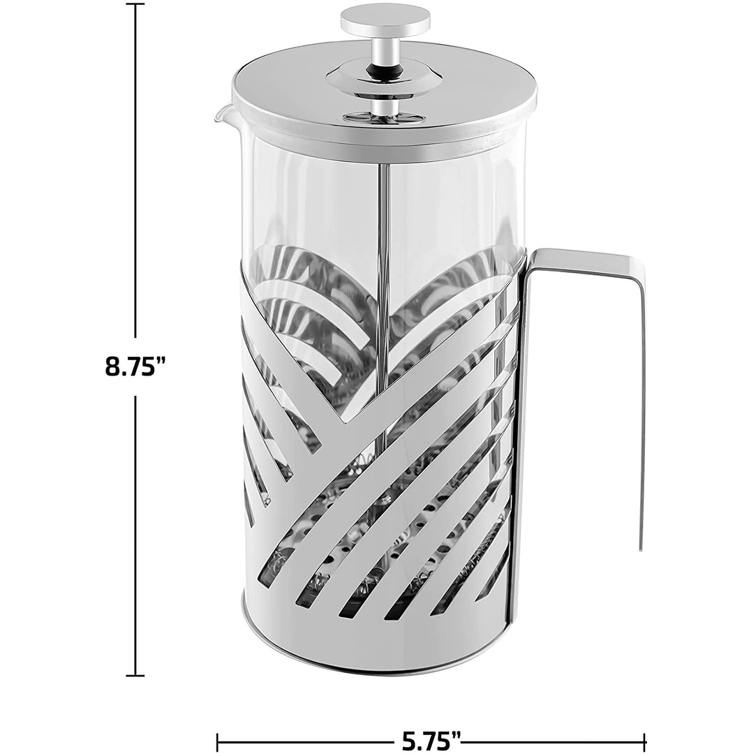 Cafe Du Chateau French Press Coffee Maker, Brews Coffee and Tea, Heat  Resistant Glass with 4 Level Filtration System, Stainless Steel Housing,  Large 34 oz Carafe Coffee Presser 