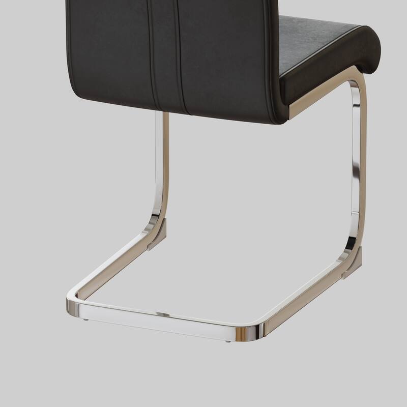 Modern Dining Chairs,PU Faux Leather High Back Upholstered Side Chair with Silver Metal Legs