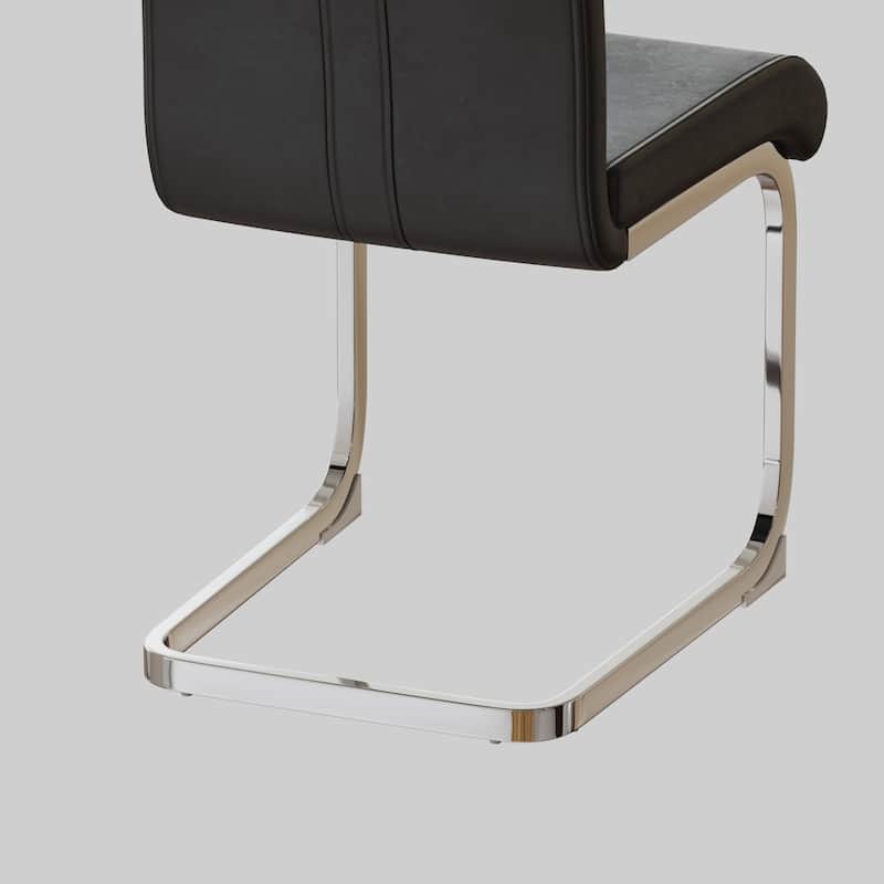 Modern Style Faux Leather High Back Dining Chairs Set of 4 with Metal Legs for Dining Room