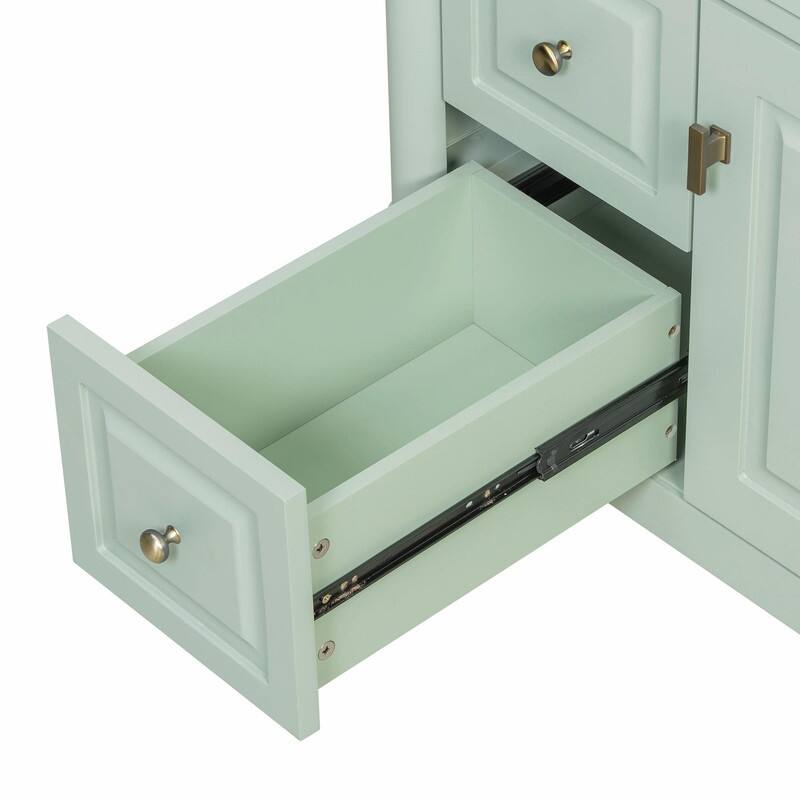 36" Bathroom Vanity with Sink, Freestanding Bathroom Cabinet with Ceramic Basin, Flip Drawer