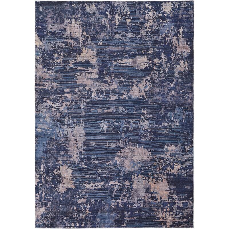 Janwood Power Loomed Contemporary Area Rug - 5'-3" x 7'-6" - Blue/Navy Blue/Gray