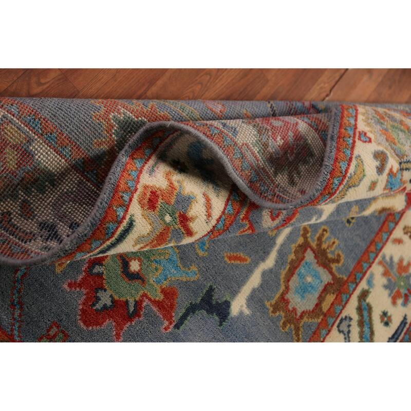 Blue Oushak Oriental Rug Transitional Handmade Wool Carpet - 4'1"x 5'11"