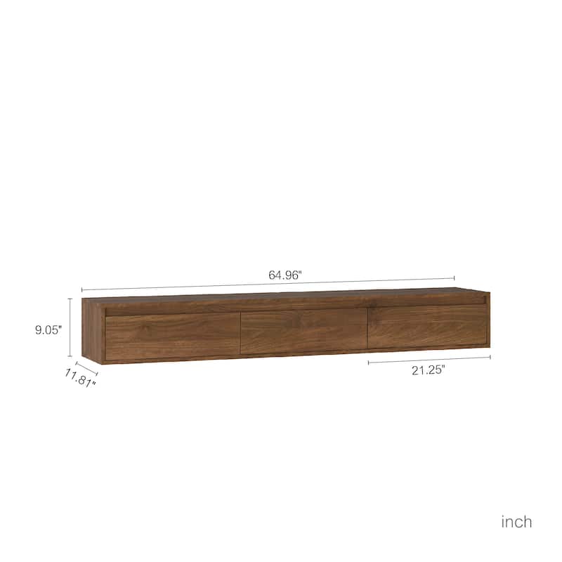 Floating TV Stand, Wall Mounted TV Shelf with Led Lights & Power Outlet,High Gloss TV Cabinet for Wood tv Stands for Living Room