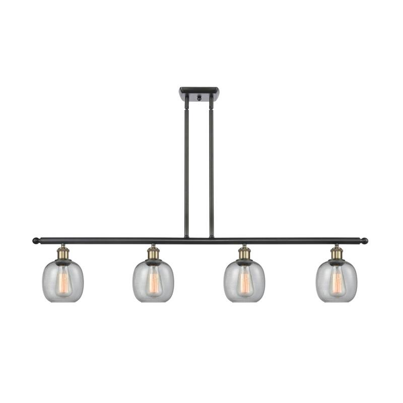 Innovations Lighting Belfast 4 Light 48" Wide Linear Chandelier - Black Antique Brass / Seedy