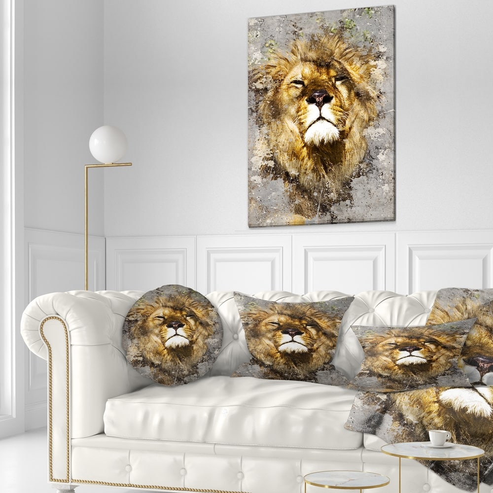 Designart "Lion Head with Textures" Animal Canvas Art Print