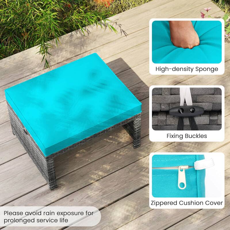 Costway Patio Ottomans Set of 2 PE Rattan Footstools with Removable - See Details