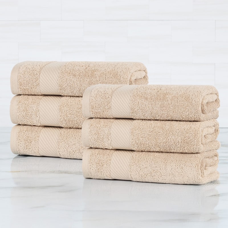 Superior Luxury Solid Highly Absorbent Egyptian Cotton Hand Towel - (Set of 6) - Fawn