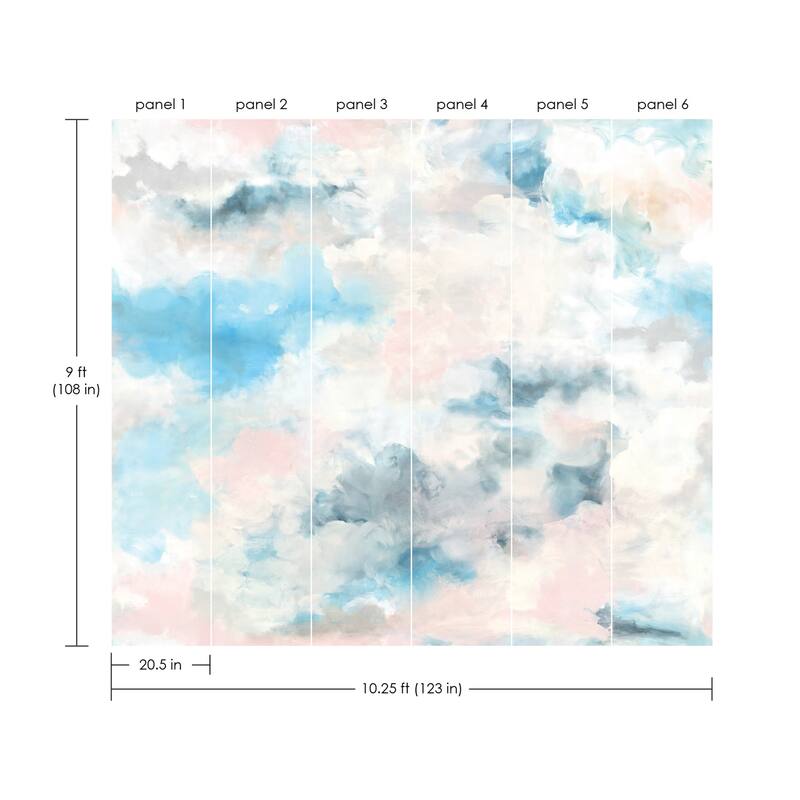 WallPops Scott Living Nimbus Blue Self Adhesive Mural - N/A