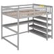 preview thumbnail 11 of 42, Full Size Wooden Loft Bed with Storage Shelves and Under-bed Desk