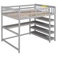 preview thumbnail 12 of 14, Industrial Modern Full Size Loft Bed with Storage Shelves and Under-bed Desk, Sturdy Construction & Safety Guaranteed, Grey