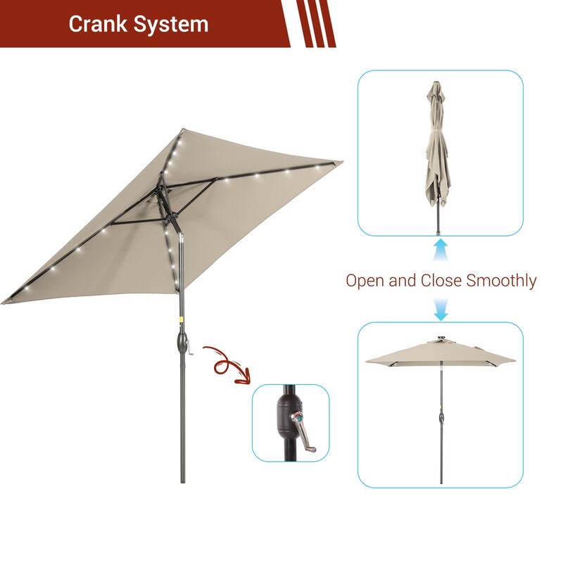 LIVOOSUN 6.5×6.5FT LED Square Patio Umbrella with UPF50+, Tilt Function, and Wind-Resistant Design——Experience Outdoor Comfort
