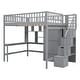 preview thumbnail 7 of 45, Full Size Loft Bed with Bookshelf, Drawers, Desk, and Wardrobe - Stylish Playhouse Design for Functional and Bedroom, Grey