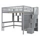 preview thumbnail 40 of 48, Full size Loft Bed with Bookshelf, Drawers, Desk and Wardrobe, Espresso
