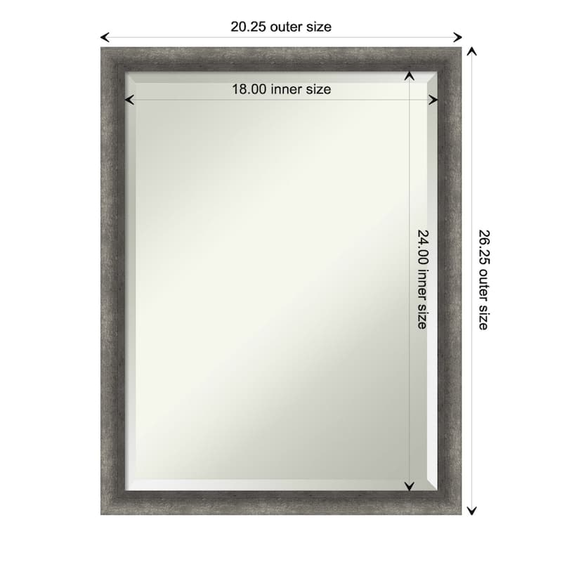 Burnished Concrete Narrow Beveled Wood Framed Wall Mirror - Burnished Concrete Narrow - Glass Size 18x24