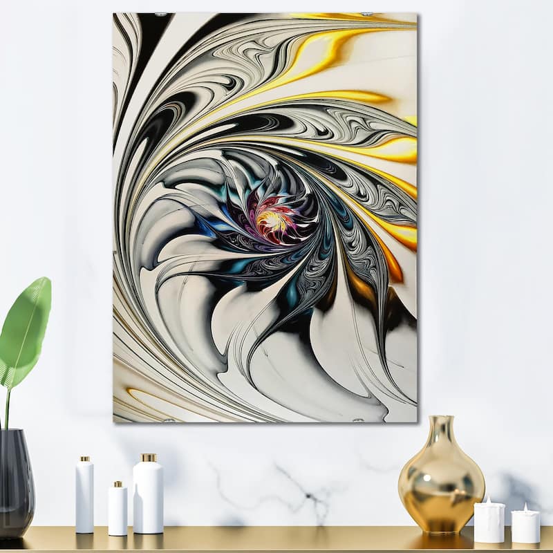 Designart 'White Stained Glass Floral Art' Printed Accent Wall Mirror - White - 23.7in.x31.5in.